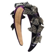 Serre-tête de luxe pour femme, style européen-américain, vintage, haut de gamme, orné de diamants, motif papillon, à bord large