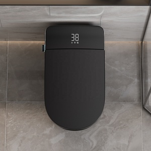 WC intelligent monobloc en céramique noire avec capteur de lumière à chasse automatique, siège chauffant et télécommande - Product Image 3