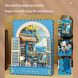 <span class=keywords><strong>Cutebee</strong></span> Modèle de scène miniature sur pied, veilleuse, puzzle 3D, artisanat, ensemble décoratif, cadeau de vacances, composants de scène de rue en bois - Product Image 3