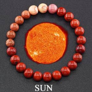 Braccialetto Pianeti con Perline e Biglietto in Pietra Naturale da 8mm Guardiani del Sistema Solare Guarigione Chakra Terra Sole Gioielli da Uomo - Product Image 3
