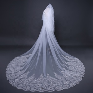 Nouveau Style de <span class=keywords><strong>Voile</strong></span> de Mariée Ultra-Long à Traîne en Dentelle - Product Image 1