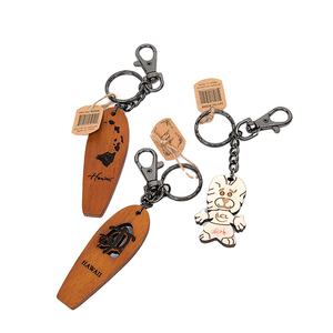 Hongya напечатанный популярный узор деревянный гравированный Логотип персонализированный рекламный деревянный Гравировальный кожаный брелок - Product Image 1