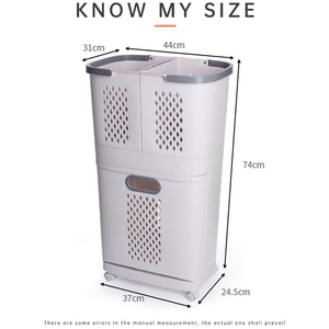 Modern Sanitary Large Plastic <b>Laundry</b> <b>Basket</b> Sturdy Lid Wheels PP Material Eco-Friendly Household Clothes Storage Conveniently - Product Image 3