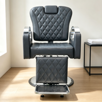 Chaise de Salon de Coiffure à Prix d'Usine avec Pompe Hydraulique, Chaise de Barbier Noire à Base Ronde pour Coiffure et Esthétique