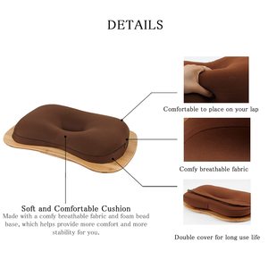طاولة خشبية محمولة من الخيزران لأجهزة الكمبيوتر المحمول ، طاولة مكتب ،للكمبيوتر المحمول وسادة منضدية مع حامل أكواب وسادة - Product Image 5