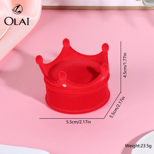 Bán Buôn Màu Đỏ Đáng Yêu Vương Miện Vòng Bông Tai Mặt Dây Chuyền Hộp Đổ Xô Nhung Nhựa Trang Sức Set Hộp - Product Image 4