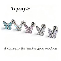 Vente en gros de bijoux de piercing personnalisés en Titane ASTM F136 G23, modèle Marquise Fan avec Zircon Cubique 5A, pour Hélix, Tragus, Cartilage et Nez
