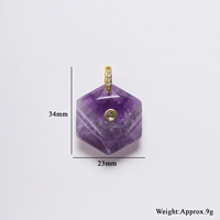 Composants classiques pour la fabrication de bijoux : Pendentif hexagonal en plaqué or 18 carats avec pierres précieuses naturelles multiples et zircon incrusté pour collier DIY
