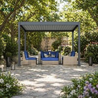 Luxuriöse Automatische Bioklimatische Lamellendach-Pergola 10x12ft 10x20ft Wetterfest Windbeständig Motorisierte Aluminium-Pergola