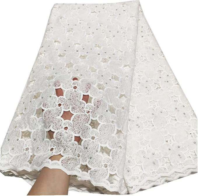 Rhinestone African Lace Fabric Heavy Beaded