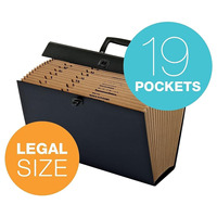 Organiseur de fichiers extensible portable 19 pochettes avec poignée et onglets d'indexation en Z Boîte de rangement de documents Classeur accordéon pour le bureau