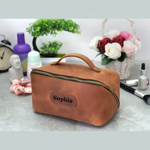 Nouveau design étui à cosmétiques de voyage en cuir suédé trousse de toilette organisateur de pochette de maquillage beauté personnalisé pour femmes - Product Image 6