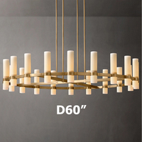 Lustre LED de 36 pouces pour salon américain, grand lustre moderne rond en verre