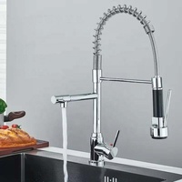 Robinet d'eau chaude et froide de cuisine à ressort en acier inoxydable moderne évier de cuisine lavabo à vaisselle robinet rotatif à double fonction