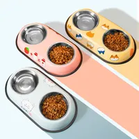 Bol pour animaux de compagnie mangeoire à eau en acier inoxydable Double couche facile à nettoyer manger plat à boire antidérapant accessoires d'alimentation pour chiens