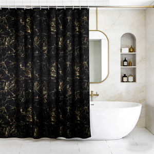 Rideaux <span class=keywords><strong>de</strong></span> <span class=keywords><strong>douche</strong></span> en marbre <span class=keywords><strong>blanc</strong></span> doré, design scintillant, 12 crochets, polyester imprimé <span class=keywords><strong>or</strong></span> métallisé unique <span class=keywords><strong>et</strong></span> moderne, imperméable, lavable en machine - Product Image 5