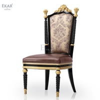 Mobilier de salle à manger classique Chaise de salle à manger en bois massif à dossier haut