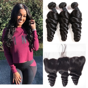 Proveedores de Cabello Virgen al por Mayor, Cabello Humano Brasileño Peruano 3+1, 3 Paquetes de Ondas Sueltas con Cierre y Frontal - Product Image 2