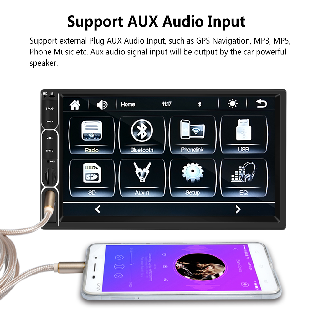 Podofo 2Din 7'' MP5 Carplay Android Auto Car Stereo Double Din FM Audio Mp5 Player Autoradio 7 inch Car Radio Player