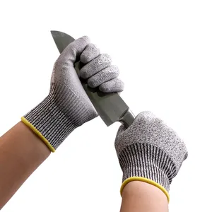 聚氨酯涂层聚氨酯浸渍防切割手套安全5级手套防切割聚氨酯手套