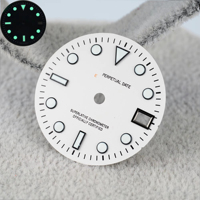 Nouveau cadran de montre en acier inoxydable bleu vert lumineux de 28,5 mm pour mouvement NH34