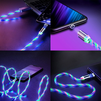 Venta al por mayor 3 en 1 LED magnético de carga rápida USB Cable de flujo USB Cables de carga magnética para teléfono móvil