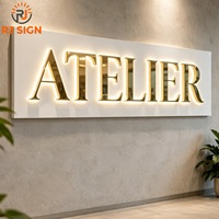 Enseigne lumineuse 3D en lettres rétroéclairées en acier inoxydable, lettres LED rétroéclairées pour les entreprises, enseigne extérieure/intérieure