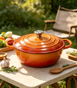 Pentola in Ghisa Smaltata 4,32L con Coperchio, Doppio Manico, Antiaderente, Casseruola Profonda Resistente, Adatta per Induzione e Forno - Product Image 3