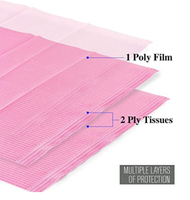 Bavoirs dentaires roses 125 pièces, bavoirs patients jetables 3 plis, 13 "X 18" bavoirs de tatouage étanches couvre les serviettes en papier pour ongles