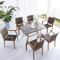 Ensemble de Table et chaise de Restaurant de jardin de bistrot moderne, ensemble de salle à manger de jardin en rotin de 4 et 6 places
