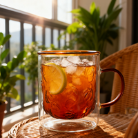 Mug à expresso à double paroi en verre borosilicate de style nordique, capacité 150 ml, 250 ml, 320 ml, avec poignée, sans BPA, compatible micro-ondes