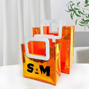 Custom Laser Transparent Colorful PVC <b>Gift</b> Bag, Fashion Small <b>Gift</b> Bags, <b>Gift</b> <b>Wrap</b> Bags for <b>Wedding</b> Souvenir 11.02"x5.3"x9.8" - Product Image 2
