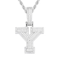 Pendentif lettre A-Z étincelant glacé pour rappeur Hip Hop VVS D Moissanite 925 pendentif en argent bijoux pour cadeau fiançailles de mariage