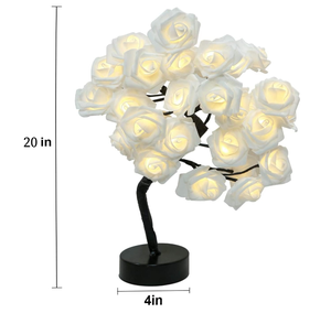 50cm scrivania Bonsai albero luce con 24 Led USB a batteria artificiale supporto fata Rose Led luce albero per la decorazione della stanza - Product Image 4
