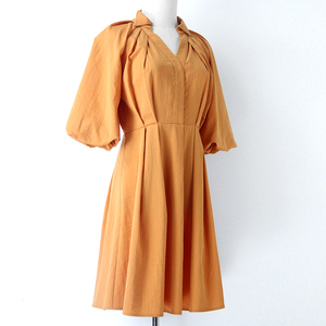 Yindian Venta caliente con cuello en V de cintura alta falda puff mangas casual tela de <span class=keywords><strong>mujer</strong></span> vestido de verano - Product Image 3