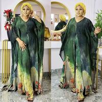 2022 femmes col en v longue Robe costumes afrique nouvelle mode imprimé en mousseline de soie grande taille ample 2 pièces ensemble longue Robe + pantalon costumes décontractés