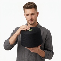 Fil à filer 100% polyester, filé à anneaux, blanchi, sur cône, teint sur mesure, pour le tricot, le tissage et la couture