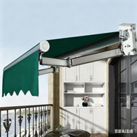 Auvent rétractable extensible sur mesure pour extérieur, structure en aluminium, résistant au vent, télécommande, protection UV en acrylique enduit PA, usage commercial