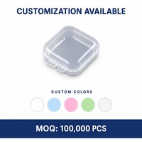 Mini boîte à bijoux carrée en plastique PP moulé par injection avec couvercle, pliable et écologique, pour colliers et perles