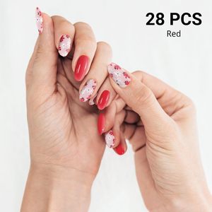 Bandes de gel semi-durcies pour ongles, rouge, 28 pièces, qualité salon, ongles UV, application facile, DIY à domicile, fabriqué en Chine - Product Image 4