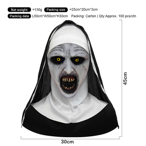 Máscara <span class=keywords><strong>de</strong></span> Látex <span class=keywords><strong>de</strong></span> Monja Aterradora, Máscara Facial Completa para Adultos, Disfraz <span class=keywords><strong>de</strong></span> Halloween para Fiestas <span class=keywords><strong>de</strong></span> Terror, para Casa Embrujada - Product Image 3