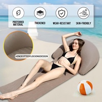 Matelas de plage gonflable portable et pliable avec coussin, idéal pour se prélasser en extérieur, dormir, le camping et les voyages