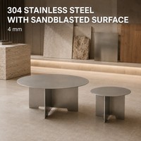 Ensemble de tables basses gigognes KINNO en acier inoxydable 304, rondes 800mm et 480mm, finition sablée, pour salon moderne, OEM ODM