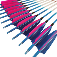 Flèches fluorescentes en carbone, flèches bleues en forme de bouclier, vraie plume de dinde pour arc composé, pour la chasse au tir à l'arc Linkboy