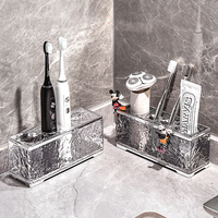 Support de brosse à dents en plastique transparent à effet d'ondulation, organisateur multifonctionnel pour comptoir de salle de bain, pour brosses à dents électriques