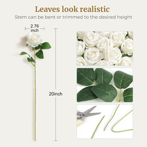 Bouquet de roses artificielles en soie réaliste, 11 têtes, longues tiges, fleurs artificielles pour mariage, décoration de table <span class=keywords><strong>à</strong></span> la maison - Product Image 6