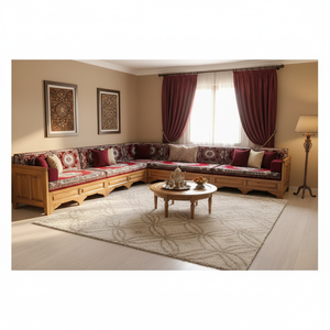 Juego de sofás de esquina de lujo Sala de estar convertible Sofás de sala de estar de madera de lujo en forma de L con asiento de esquina Cama - Product Image 3