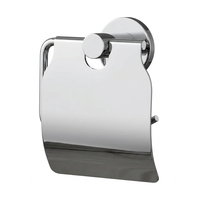 Porte-papier toilette en acier inoxydable SUS304 poli avec couvercle, fixation murale adhésive ou à vis, porte-rouleau de papier toilette