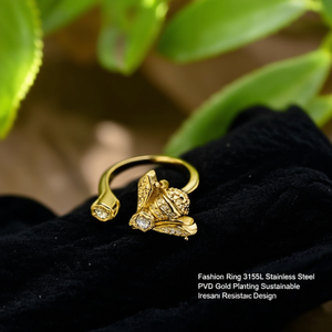 Fashion <b>Ring</b> 316L Stainless Steel PVD <b>Gold</b> Plating Sustainable Resistant Design - Product Image 3