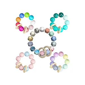 Factory Outlet Custom shaped rainbow bunny olive cactus sunshine flower beads giocattolo per la dentizione giocattolo per massaggiagengive in silicone per bambini